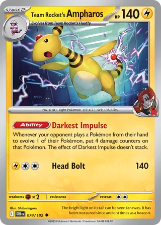 Team Rocket's Ampharos (Destined Rivals 074/182)