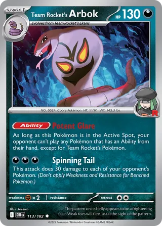 Team Rocket's Arbok (Destined Rivals 113/182)